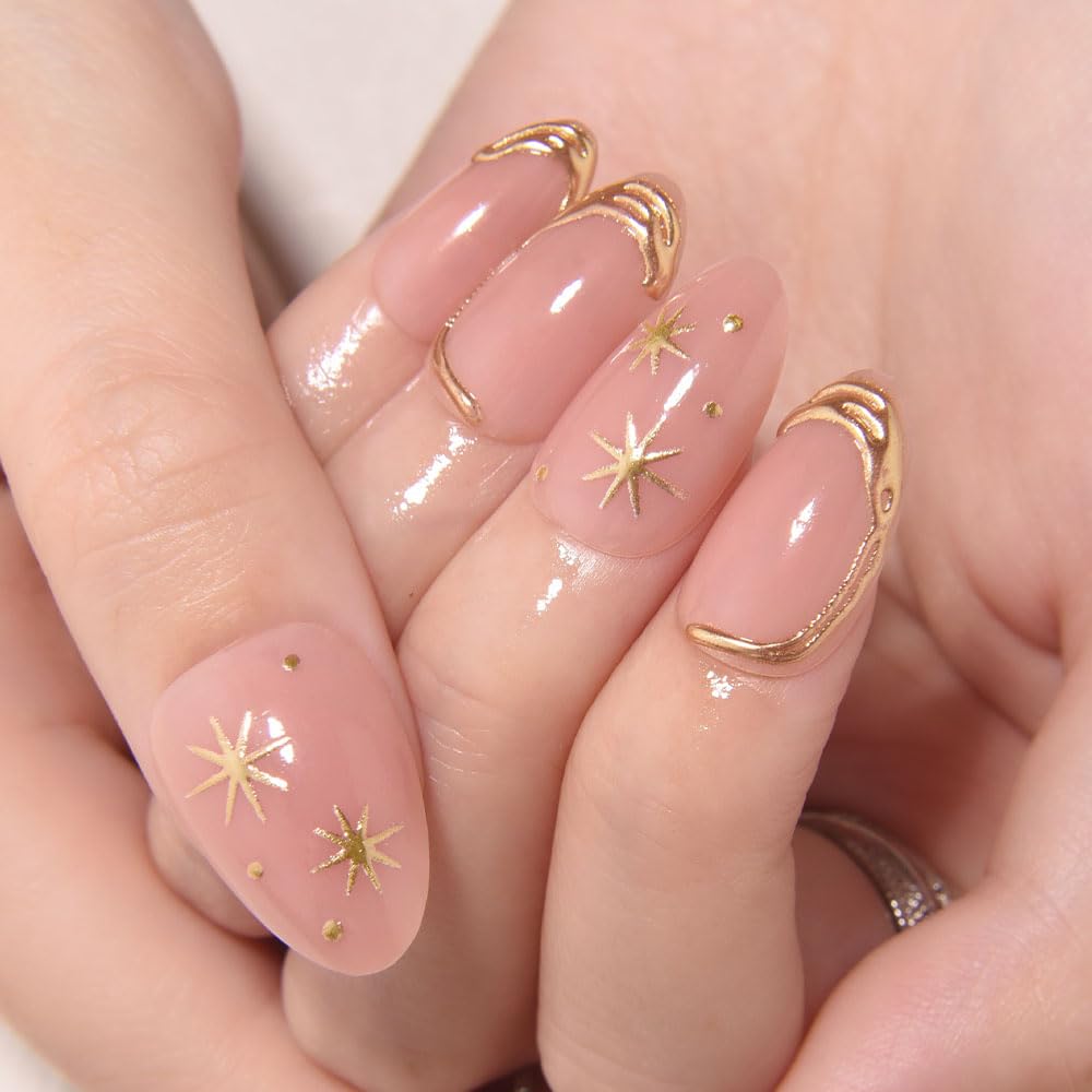 XZMeiLun close-up of 3D gold line and star accents highlighting delicate metallic detail