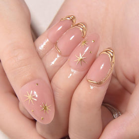 XZMeiLun close-up of 3D gold line and star accents highlighting delicate metallic detail