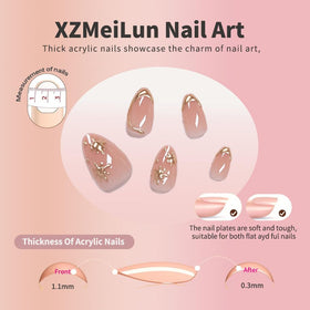 XZMeiLun glossy finish on short almond shape showing smooth durable acrylic surface