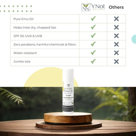 Y Not Natural lip balm by beach towel demonstrating water-resistant benefit