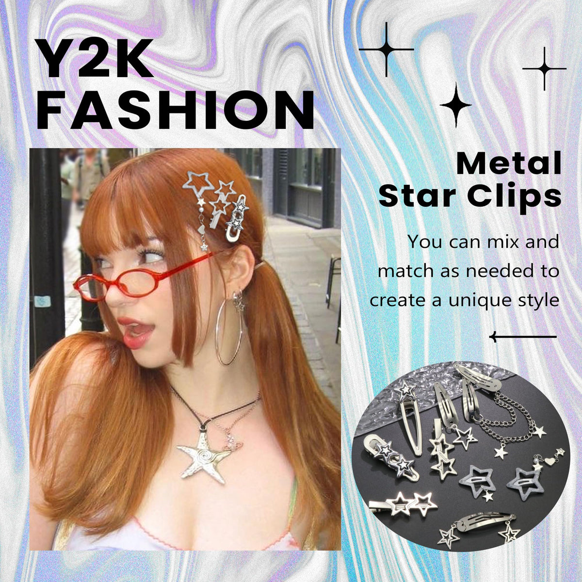 YAEISM clips worn in side profile demonstrating secure hold and fashionable effect
