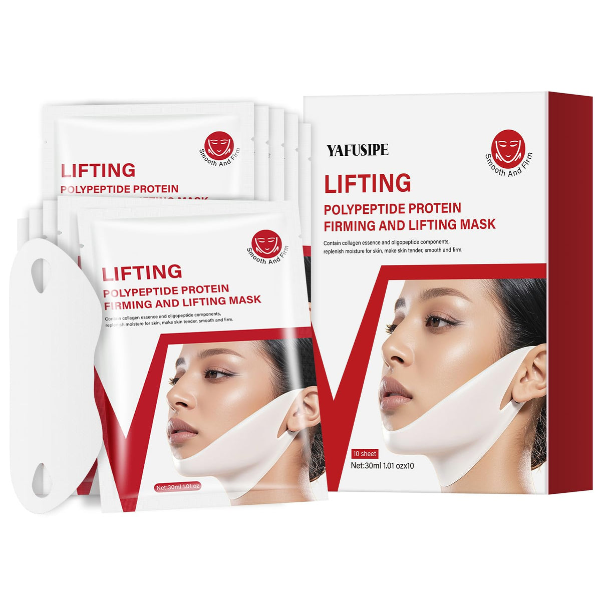 YAFUSIPE front packaging showing 10-sheet lifting mask and kit benefits