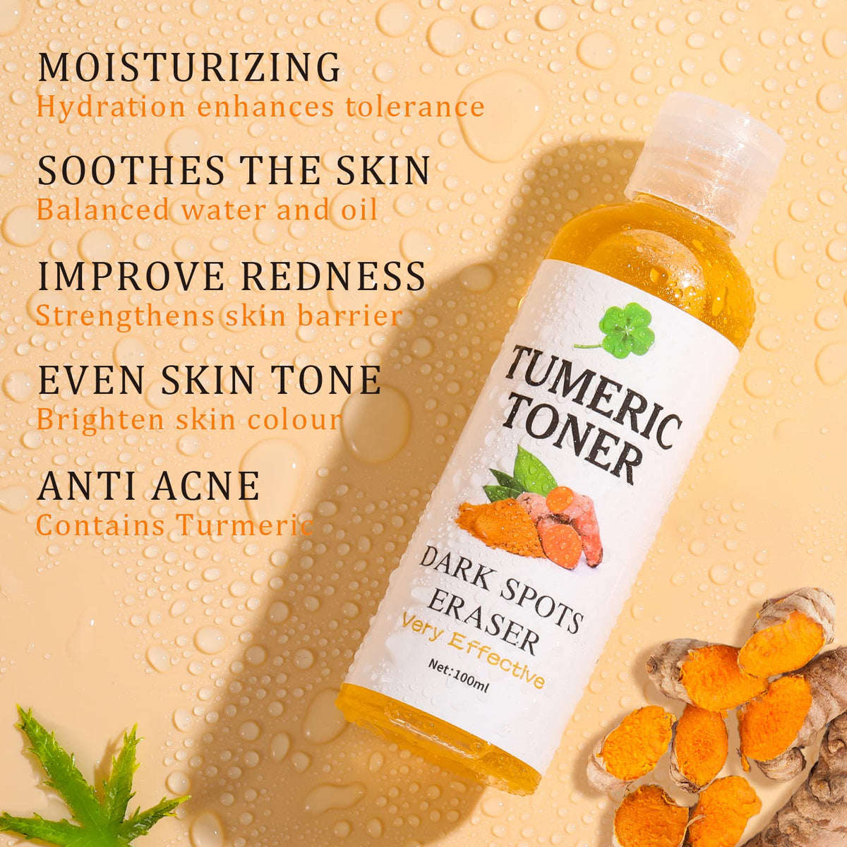YAFUSIPE turmeric and ginger ingredient display emphasizing natural brightening benefit