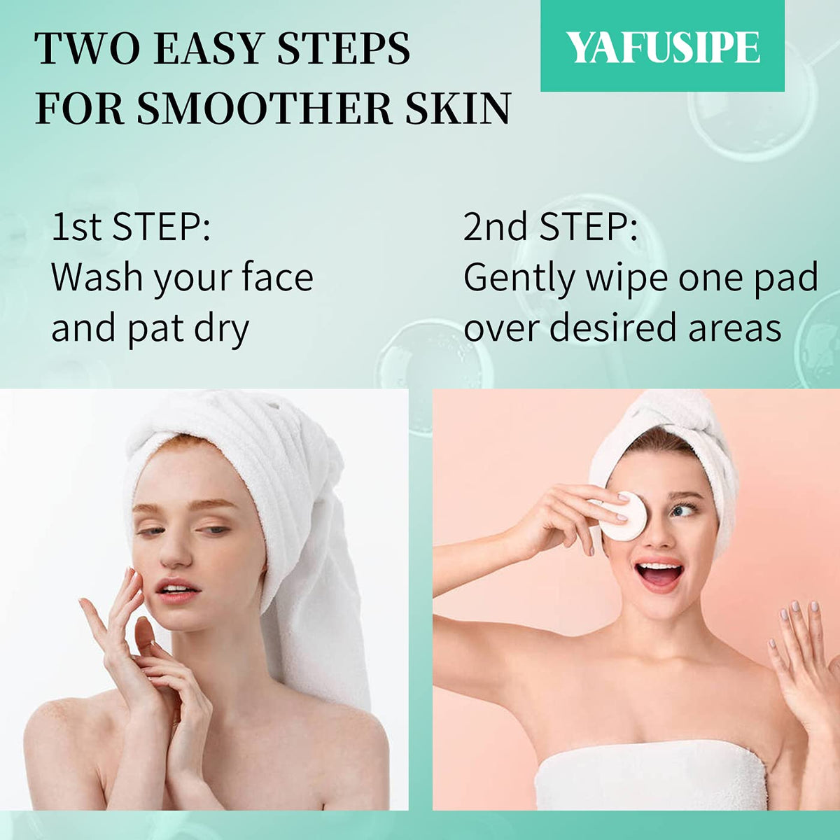 YAFUSIPE pad in hand applying to face for easy use