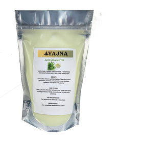 Yajna front packaging of aloe vera butter showing pure Grade A container and label benefit