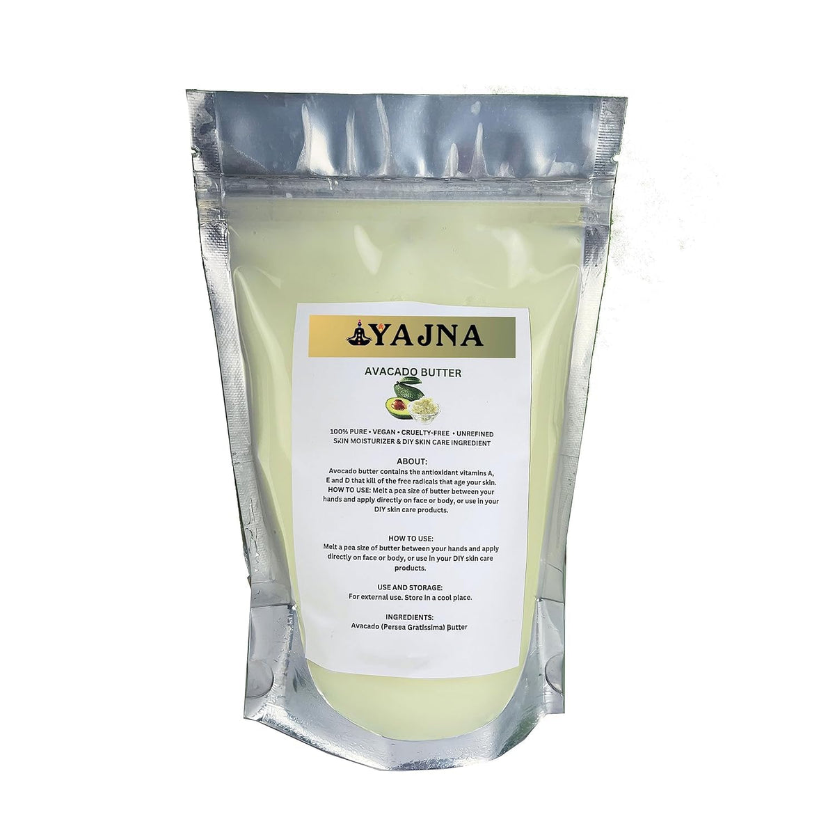 Yajna avocado butter front jar showing label and clean packaging for easy use
