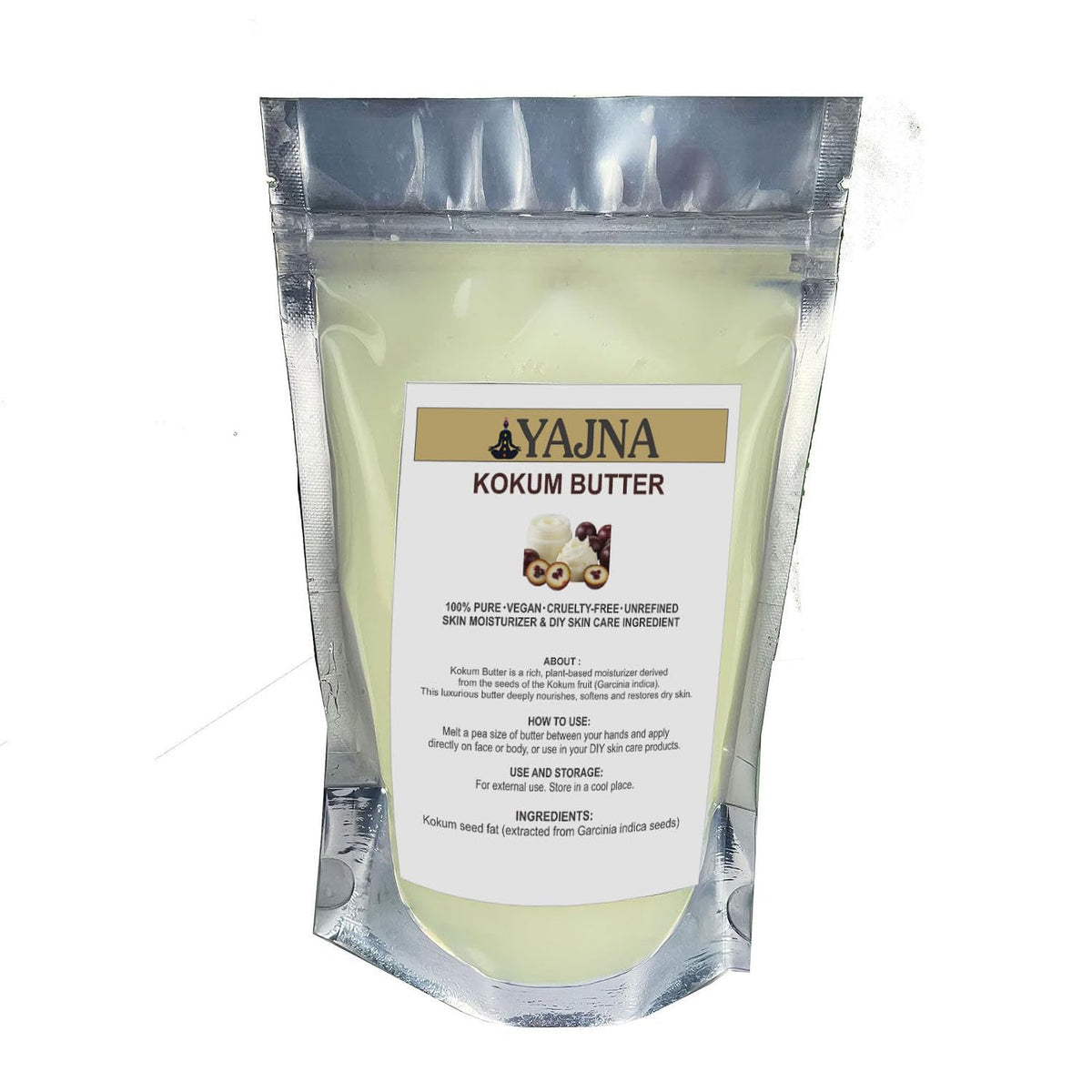 Yajna kokum butter front jar showing label and organic packaging benefit