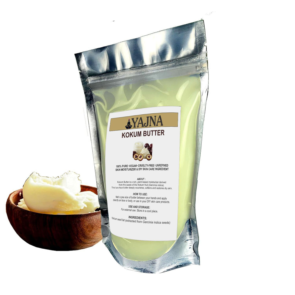 Yajna kokum butter spoon close-up revealing creamy texture for easy blending