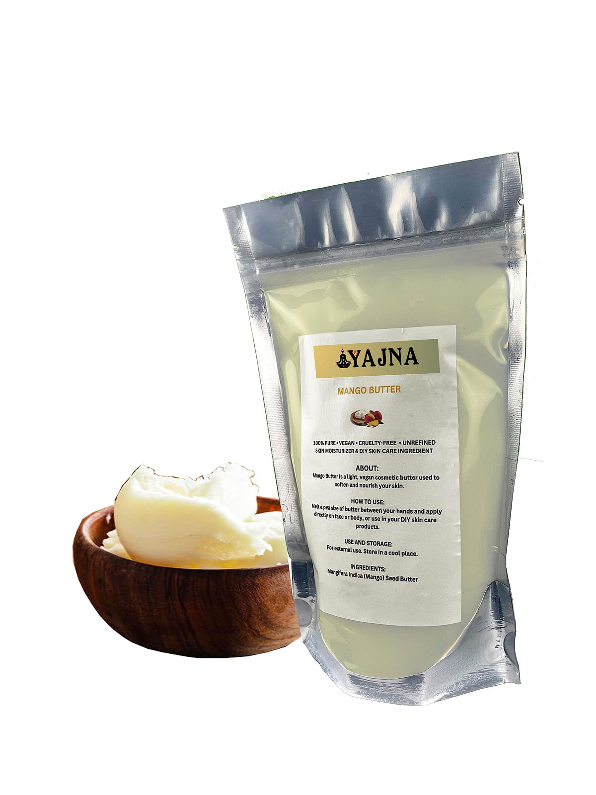 Yajna mango butter creamy texture on spoon highlighting smooth blendability