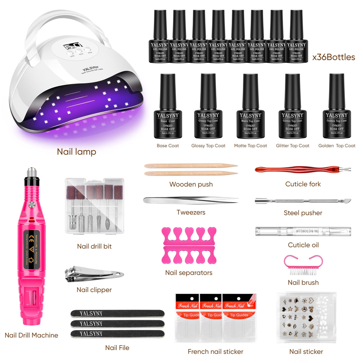 YALSYNY home manicure setup with lamp and polishes for salon-style results