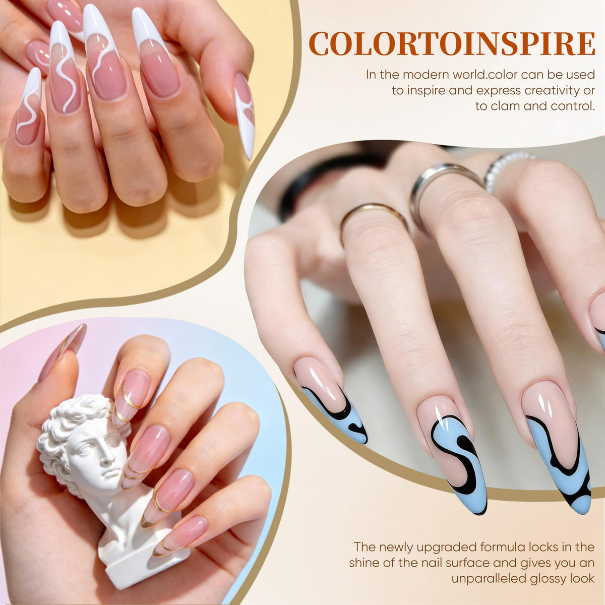 YALSYNY matte gloss glitter and golden top coats plus base coat for versatile finishes