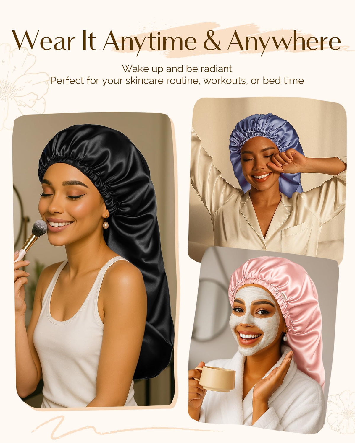 YANIBEST bonnet containing long braids and locs for tangle-free sleep