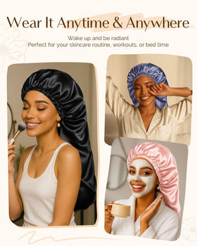 YANIBEST bonnet containing long braids and locs for tangle-free sleep