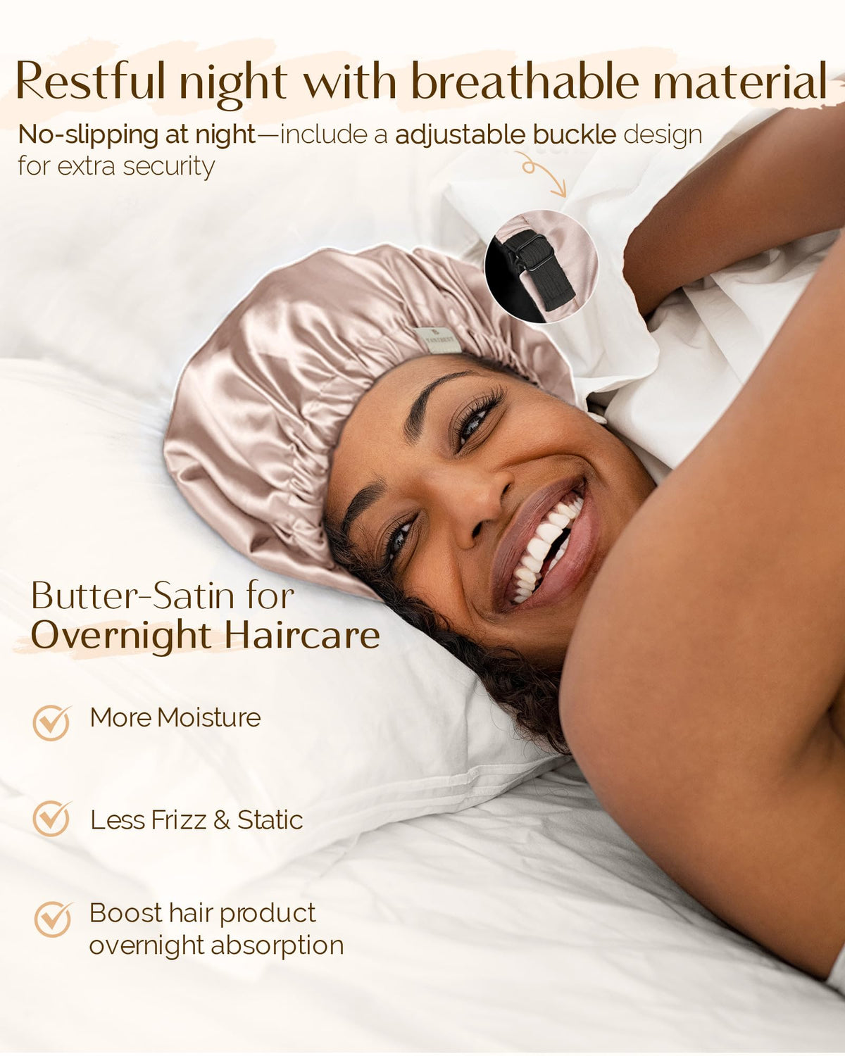 YANIBEST satin close-up demonstrating smooth fabric that reduces friction