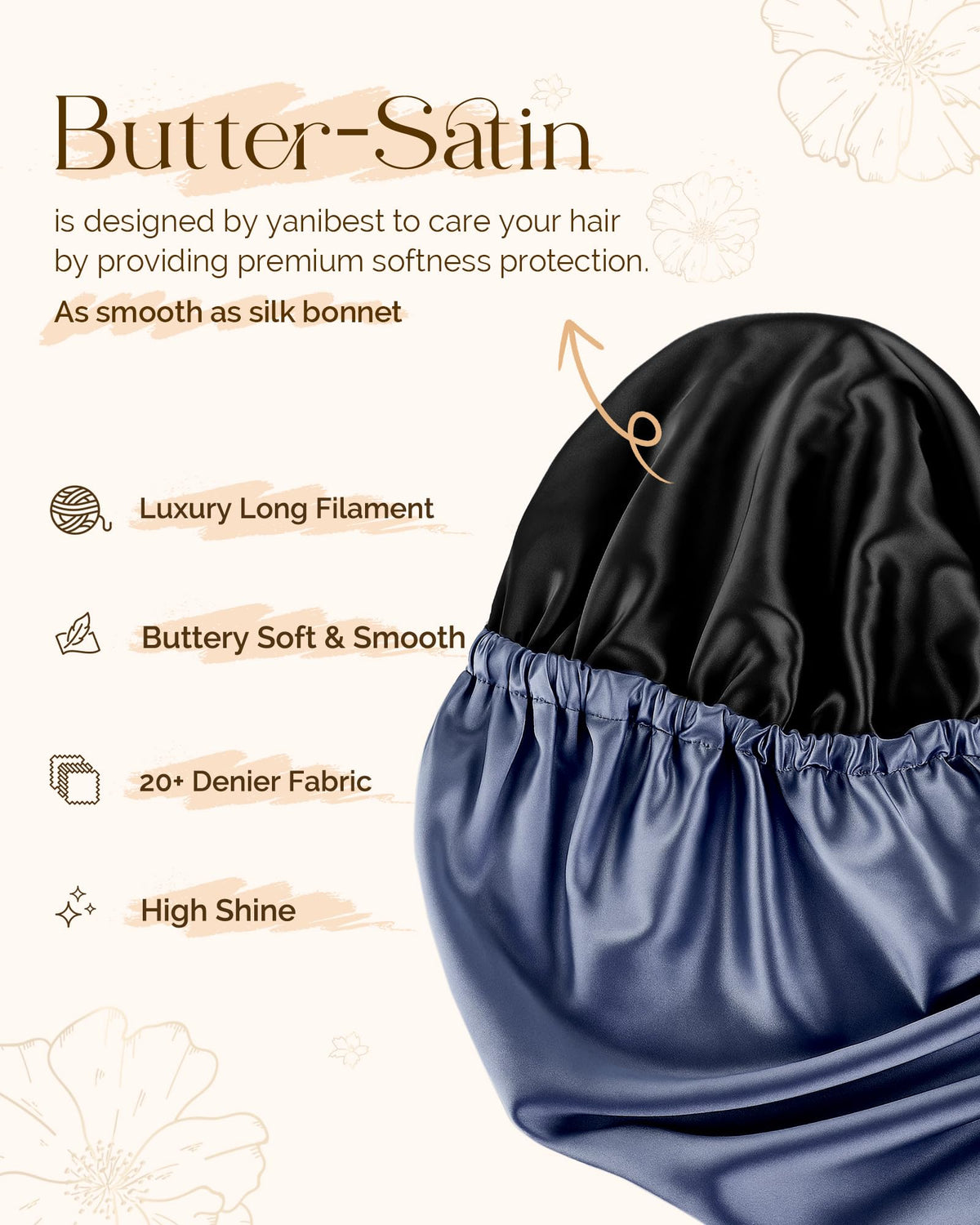YANIBEST drawstring and elastic band detail for adjustable secure fit