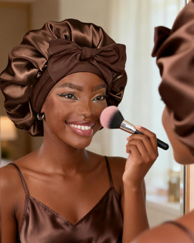 YANIBEST bonnet worn while sleeping illustrating hair protection overnight
