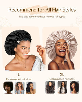 YANIBEST bonnet on model with curly hair preserving style and reducing frizz