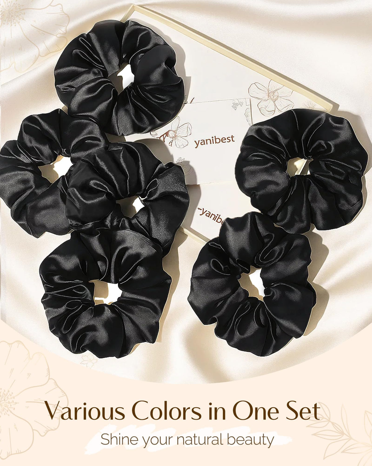YANIBEST boxed gift set with eight scrunchies, convenient present-ready packaging