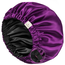 YANIBEST bright purple bonnet front view shows secure fit and smooth finish