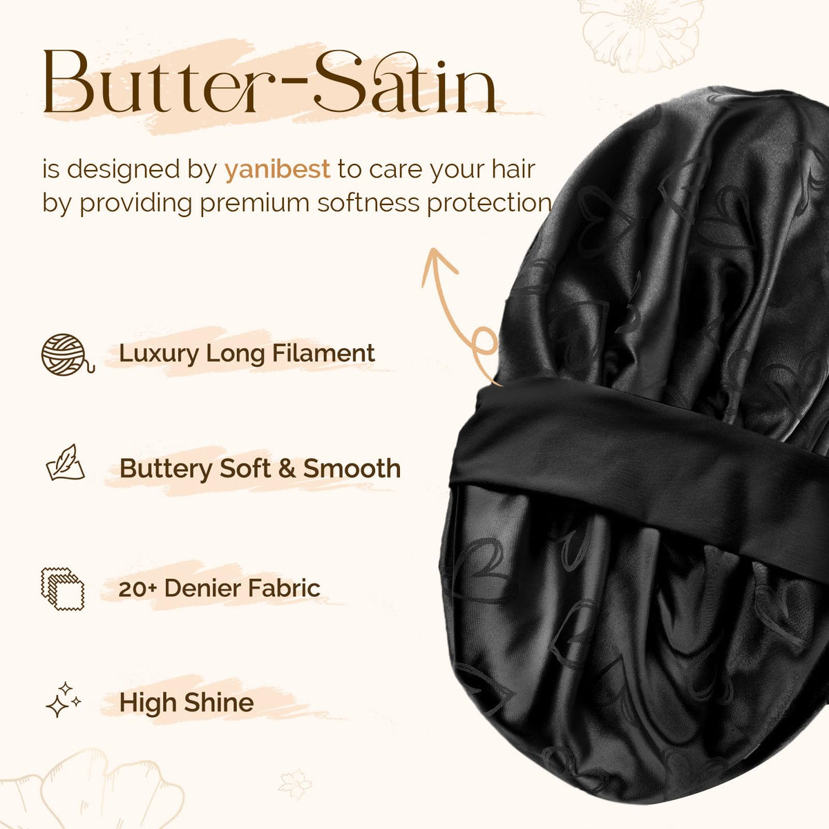 YANIBEST satin texture close-up highlighting smooth fabric that reduces friction