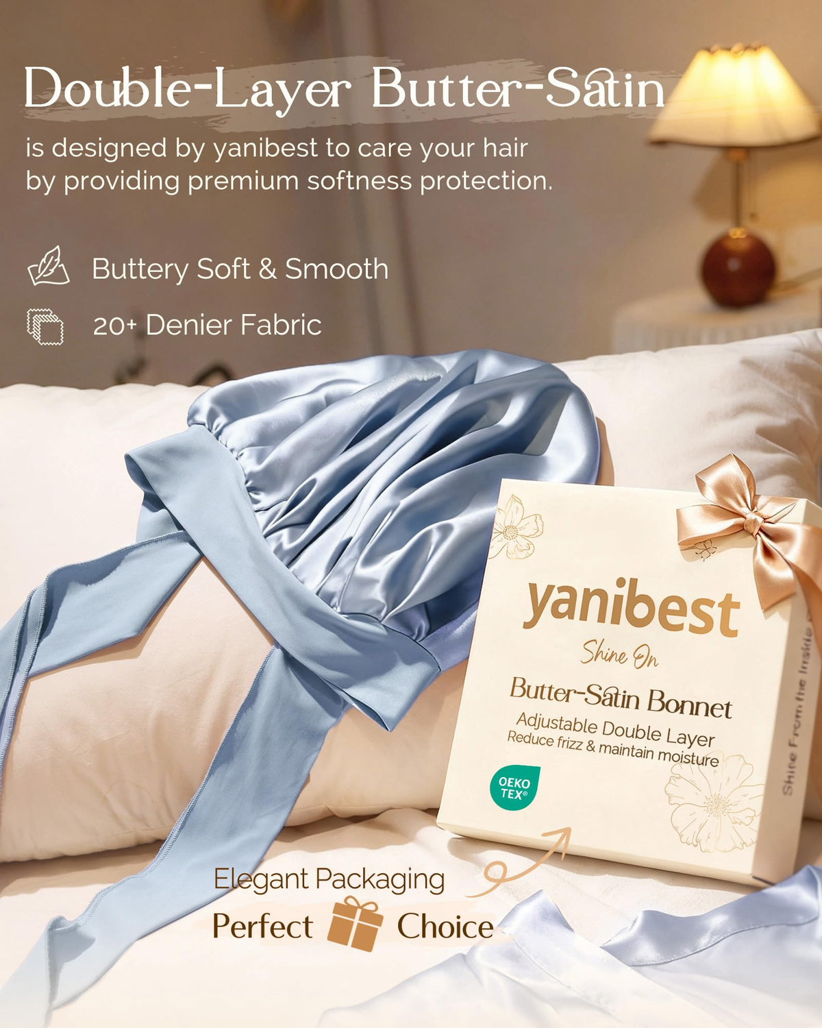 YANIBEST close-up satin texture highlighting soft feel and reduced friction