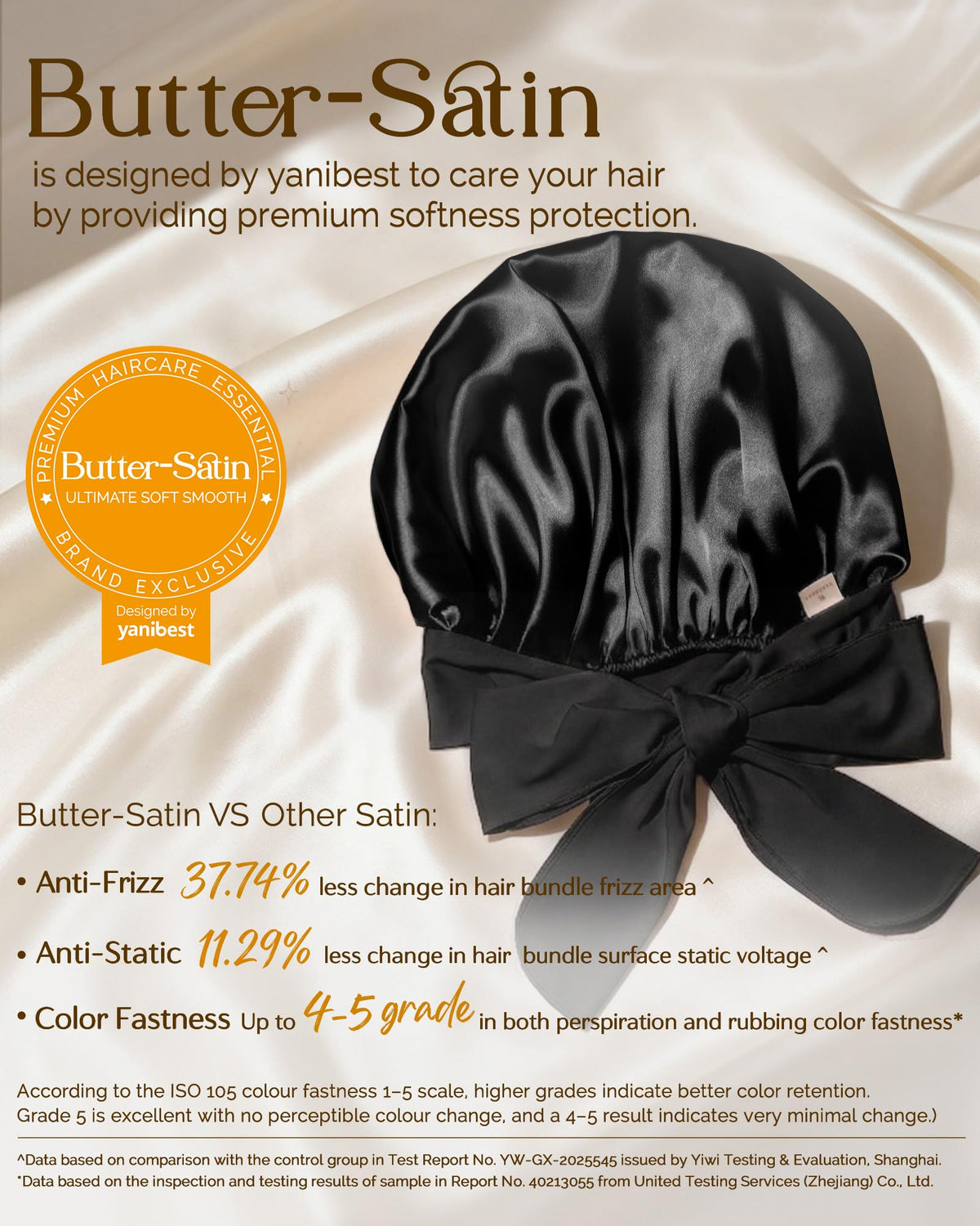 YANIBEST satin texture close-up showing smooth, anti-frizz fabric