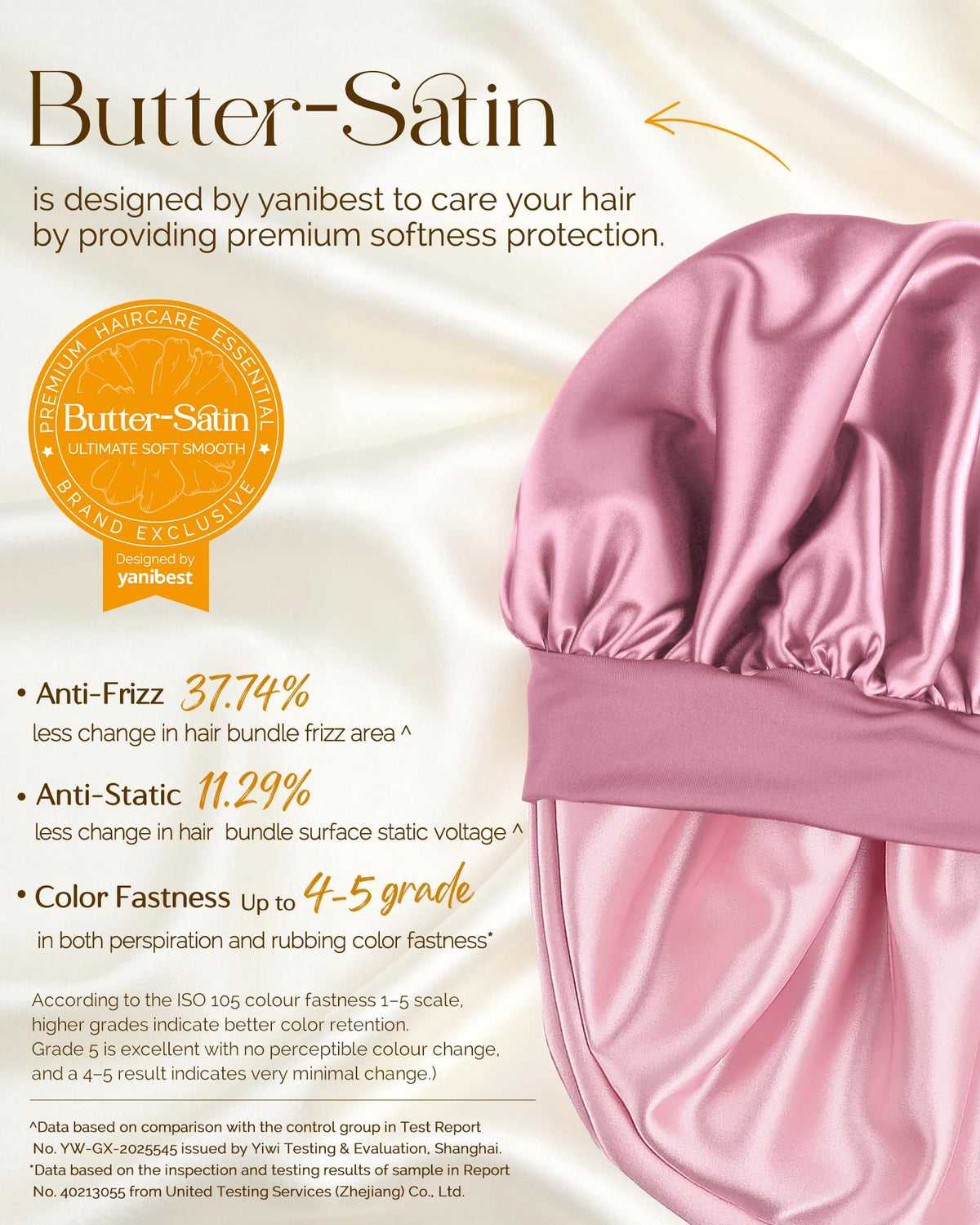 YANIBEST close-up of satin texture highlighting silky surface for reduced friction