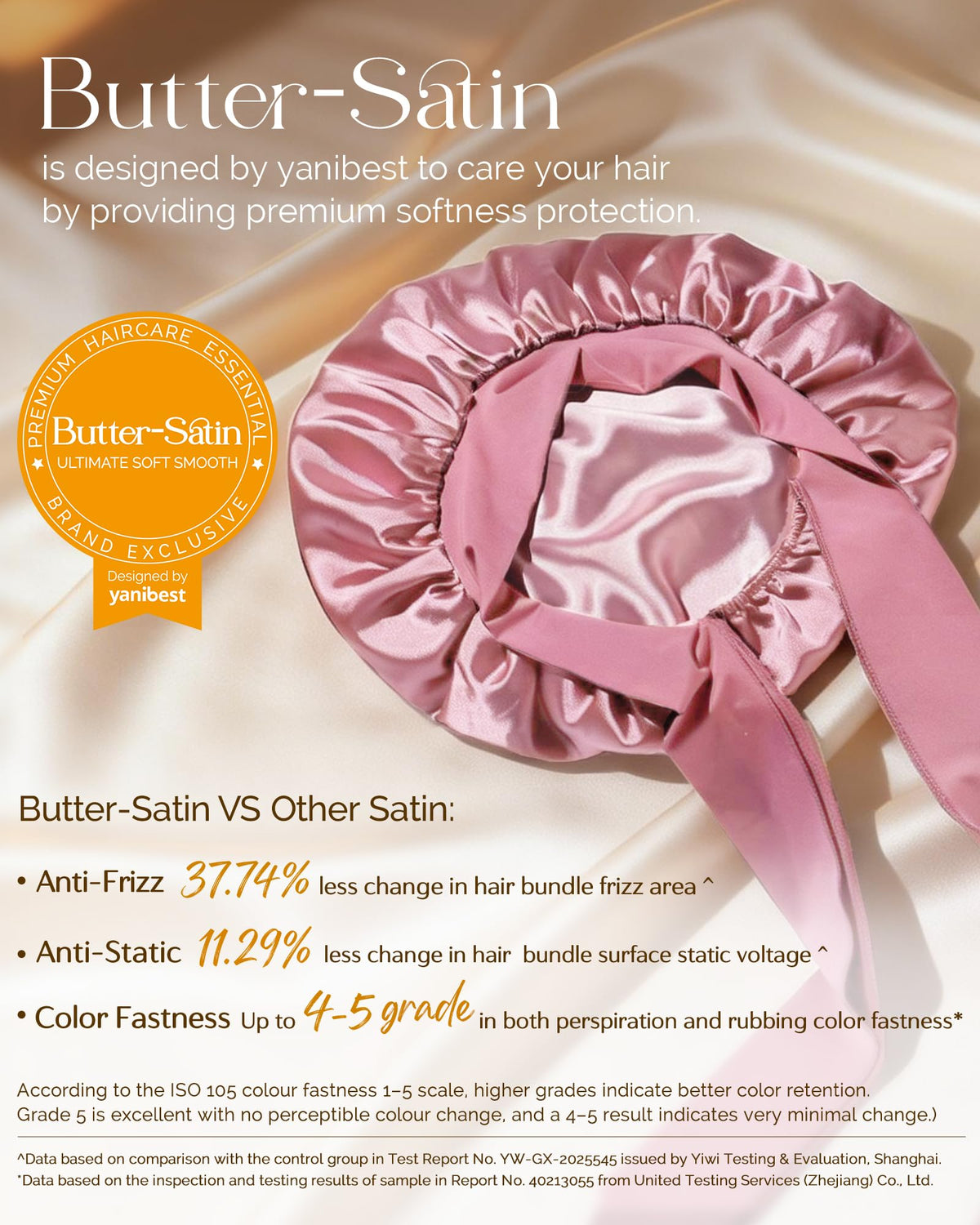 YANIBEST satin texture close-up highlighting smooth fabric for less friction