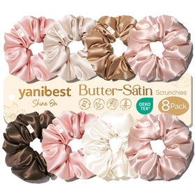 YANIBEST front box with eight scrunchies showing neat storage and gifting benefit