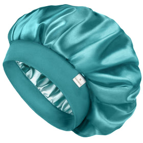 YANIBEST bonnet front view showing blue satin and sleek finish for gentle hair protection