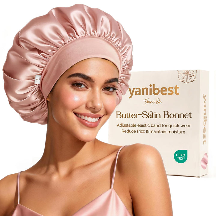 YANIBEST front view double-layer bonnet showing full coverage and soft sheen
