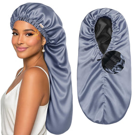 YANIBEST front view of bonnet packaging showing style and color, protects hair overnight