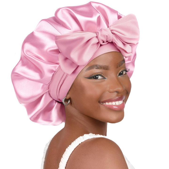 YANIBEST front view bonnet showing pink color and protective fit benefit