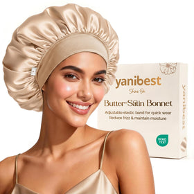 YANIBEST front view satin bonnet showing smooth finish and protective fit