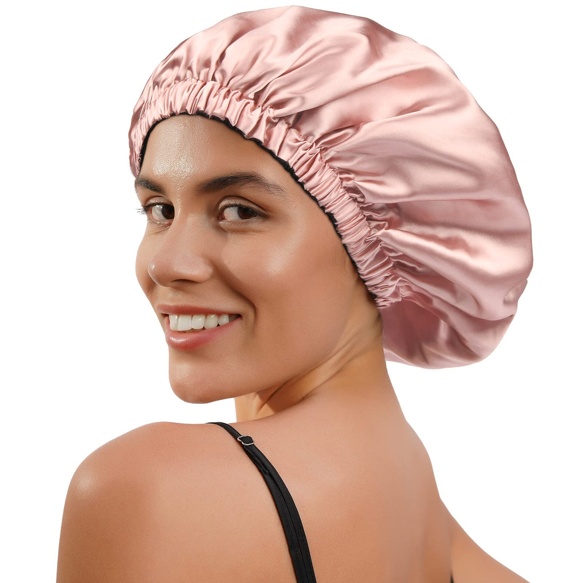 YANIBEST in use on curly hair at night preserving curls and preventing frizz