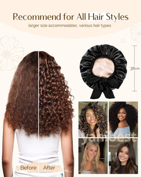 YANIBEST in use on curly hair while sleeping preserving curls and reducing frizz