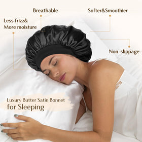 YANIBEST bonnet in use on curly hair preserving style overnight