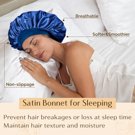 YANIBEST bonnet worn during sleep illustrating secure fit and style preservation