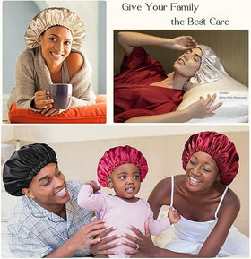 YANIBEST bonnet on pillow in bedroom setting for sleep protection