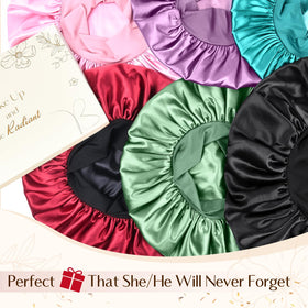 YANIBEST bonnet on bed setting showing neat hair and clean pillow