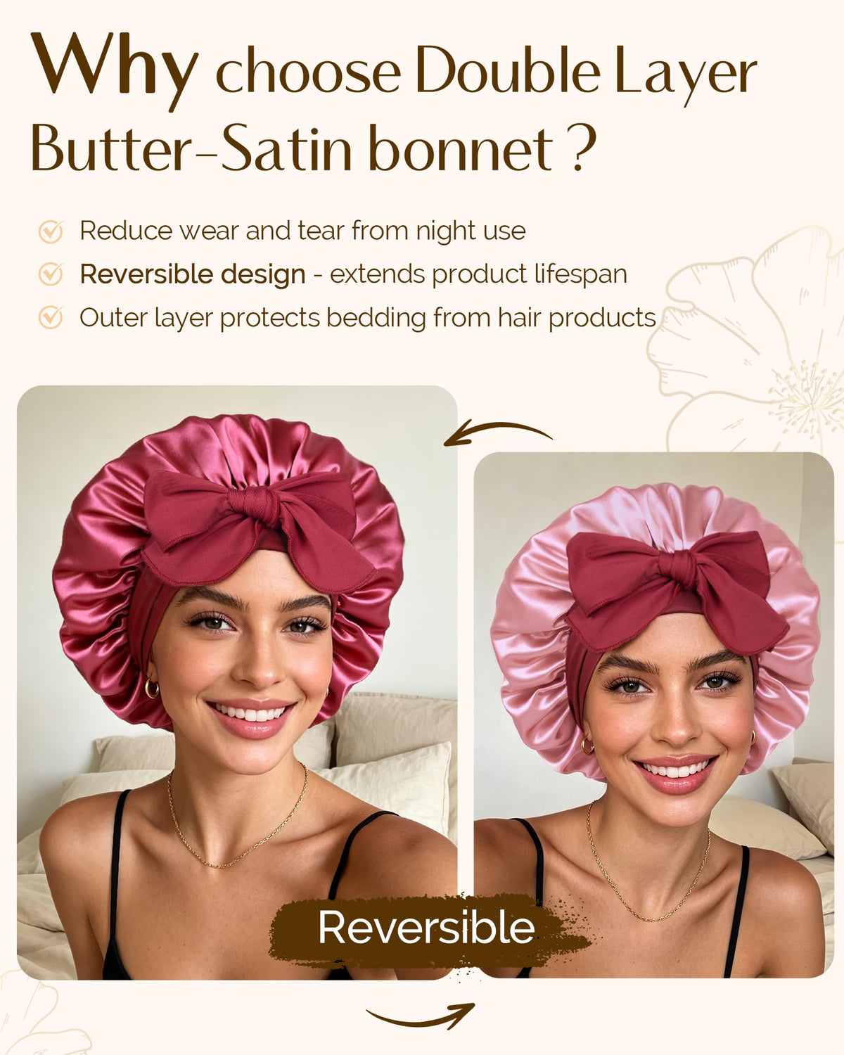 YANIBEST bonnet styled for yoga and makeup, keeps hair neat and protected