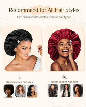 YANIBEST model sleeping with bonnet illustrating how it preserves curls and reduces frizz overnight