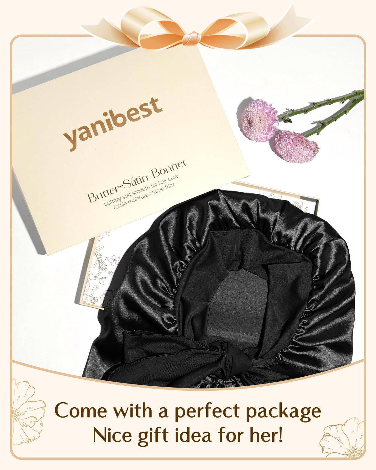 YANIBEST model sleeping with braids wearing bonnet showing protection and no-slip benefit