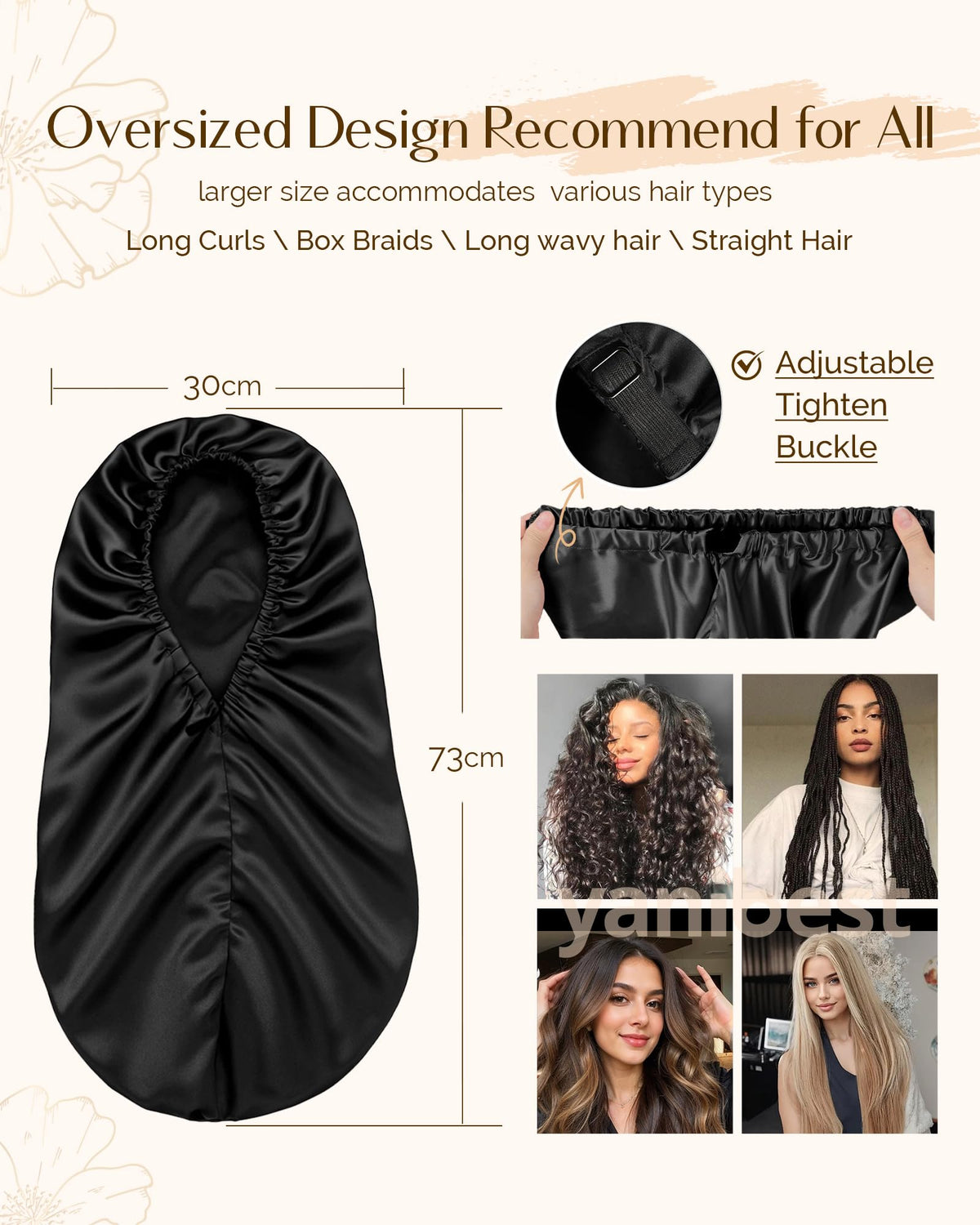 YANIBEST roomy interior accommodating long hair and preventing tangles