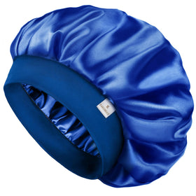 YANIBEST royal blue bonnet front view showing fit and finish benefit hair protection