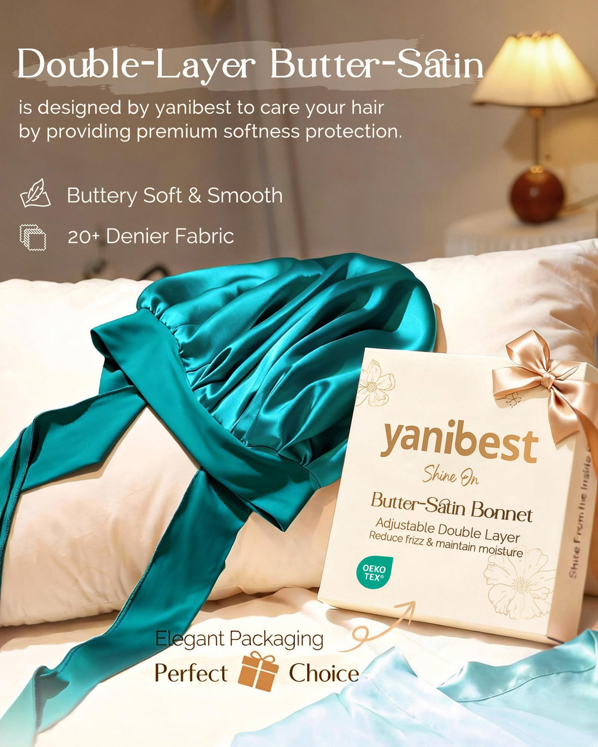 YANIBEST satin texture close-up highlighting soft fabric that reduces friction