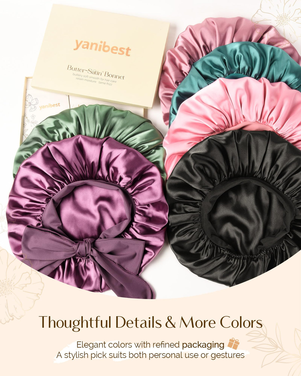 YANIBEST bonnet beside a hand for scale showing size capacity benefit: fits large styles