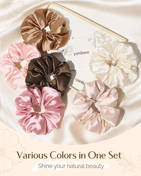 YANIBEST scrunchie beside coin showing size and travel-friendly benefit