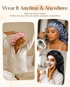 YANIBEST bonnet on hand to show roomy size for thick hair and curls