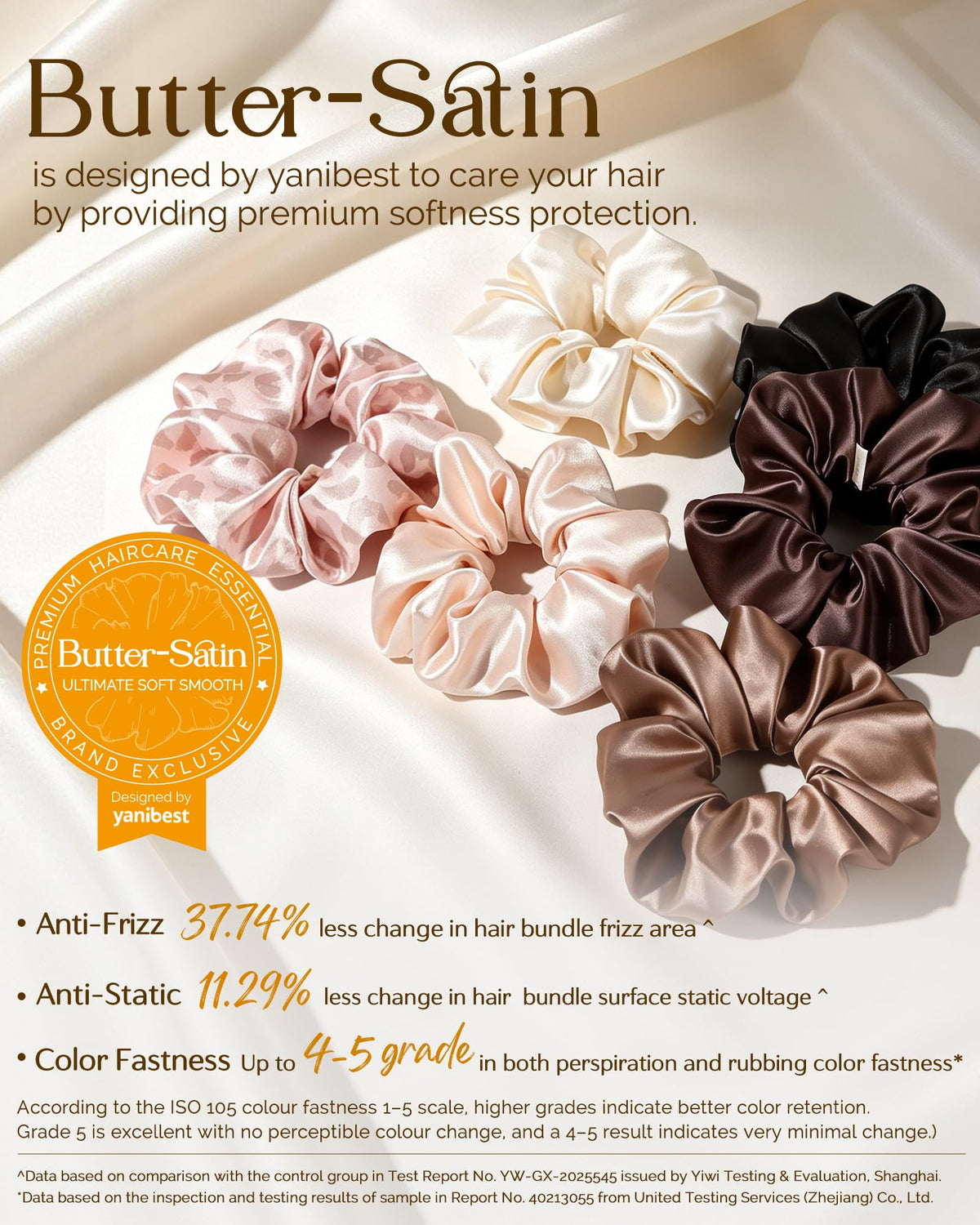 YANIBEST butter-satin fabric close-up highlighting smooth texture and hair protection